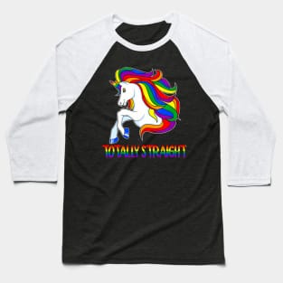 Totally Straight Horse Unicorn LGBT Gay Pride  Stripe Baseball T-Shirt